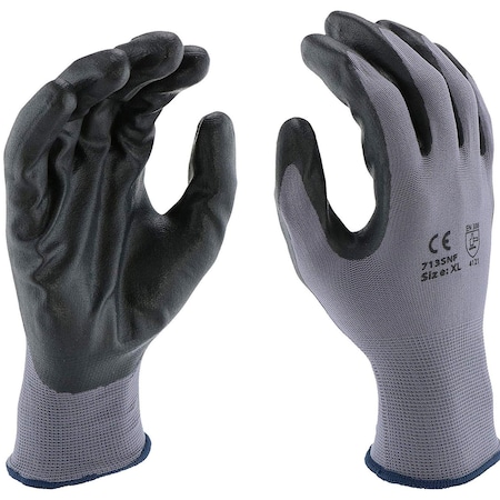 West Chester Protective Gear Coated Gloves, Nylon, Nitrile, Black, M 713SNF/M